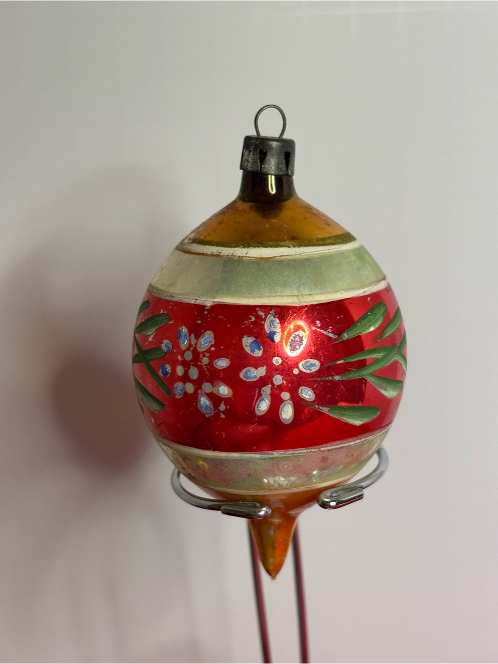 Vintage Floral Mercury Glass Christmas Ornament